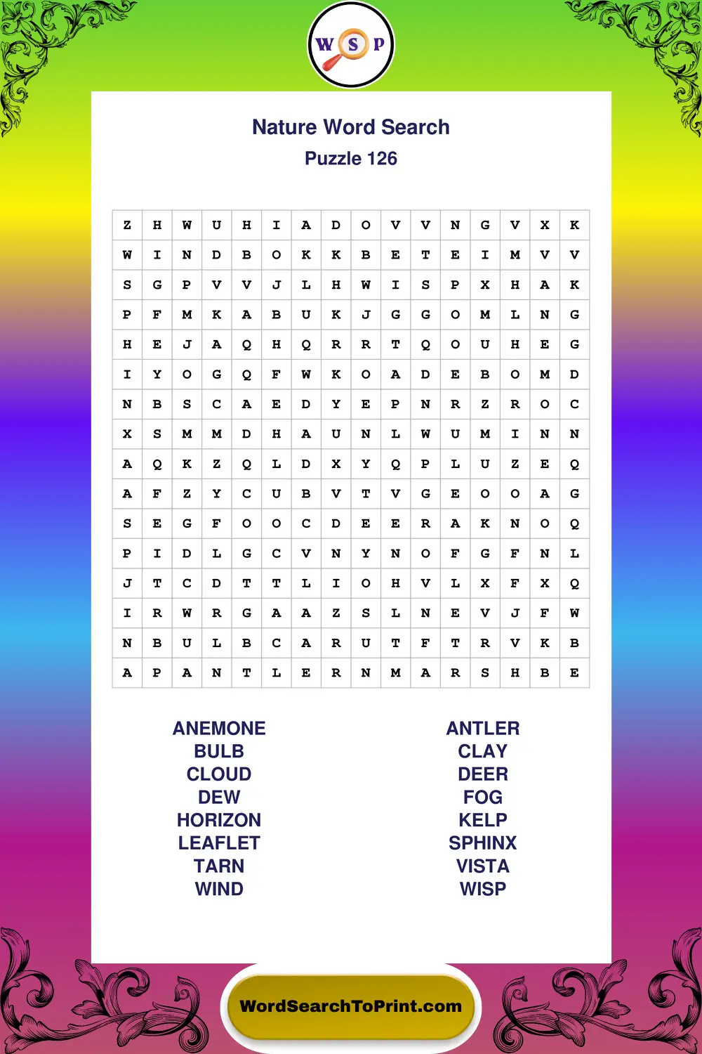 Nature Word Search Puzzle 126