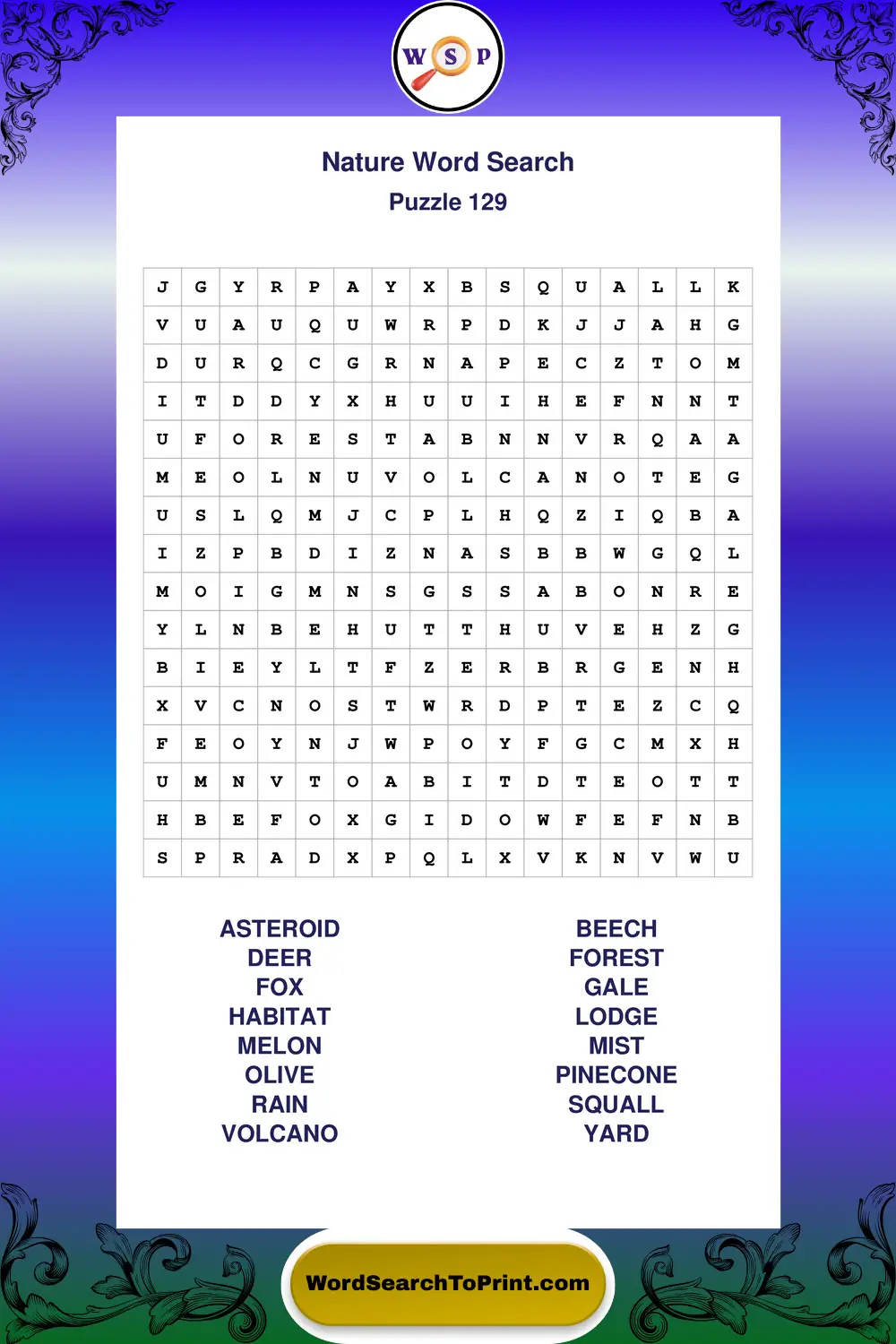 Nature Word Search Puzzle 129