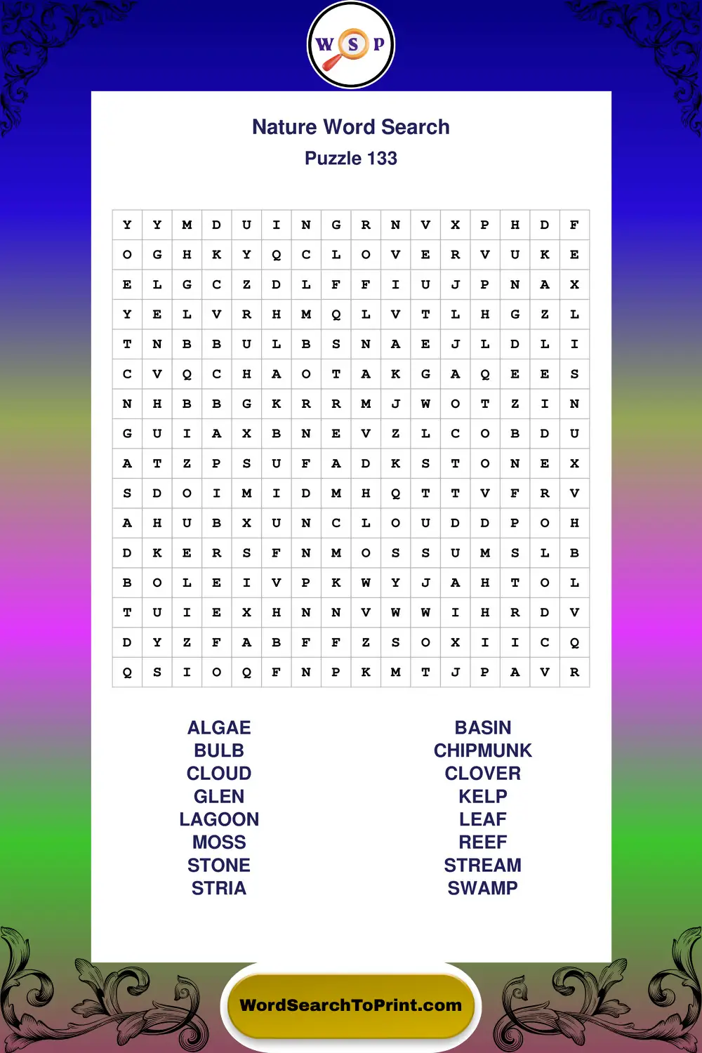 Nature Word Search Puzzle 133