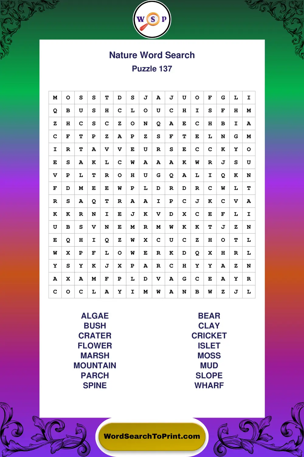 Nature Word Search Puzzle 137