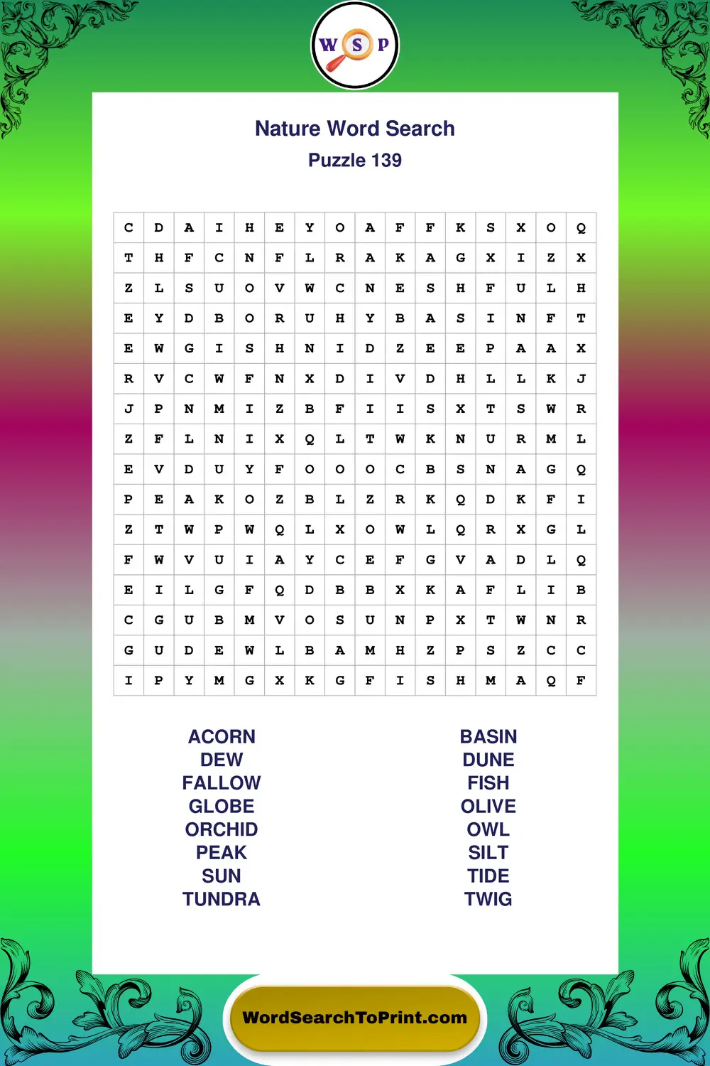 Nature Word Search Puzzle 139