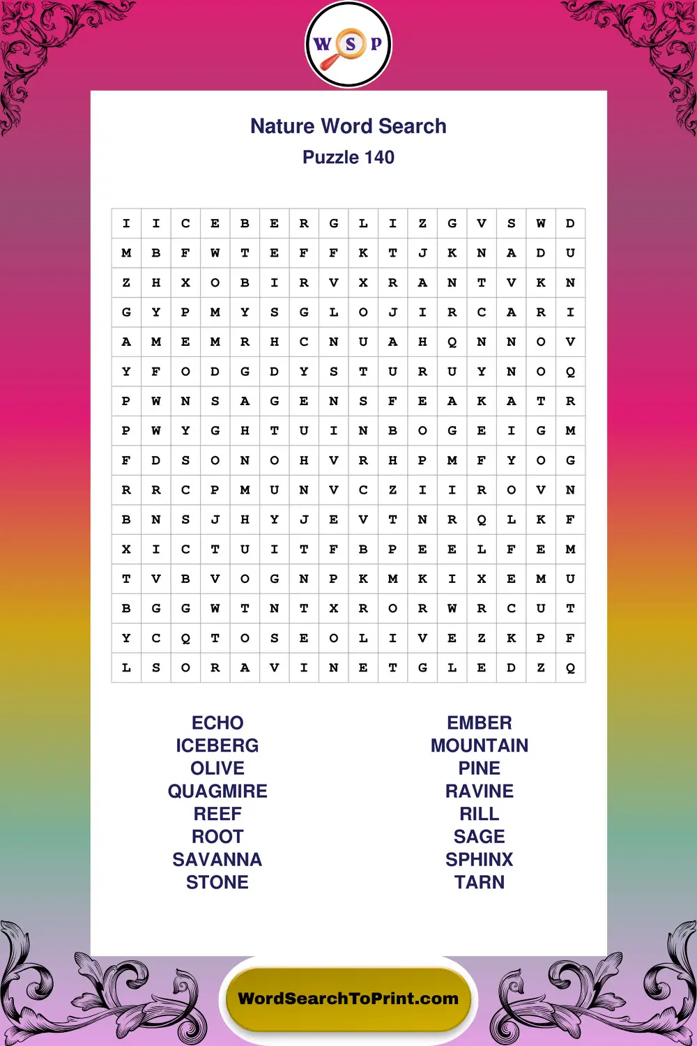 Nature Word Search Puzzle 140