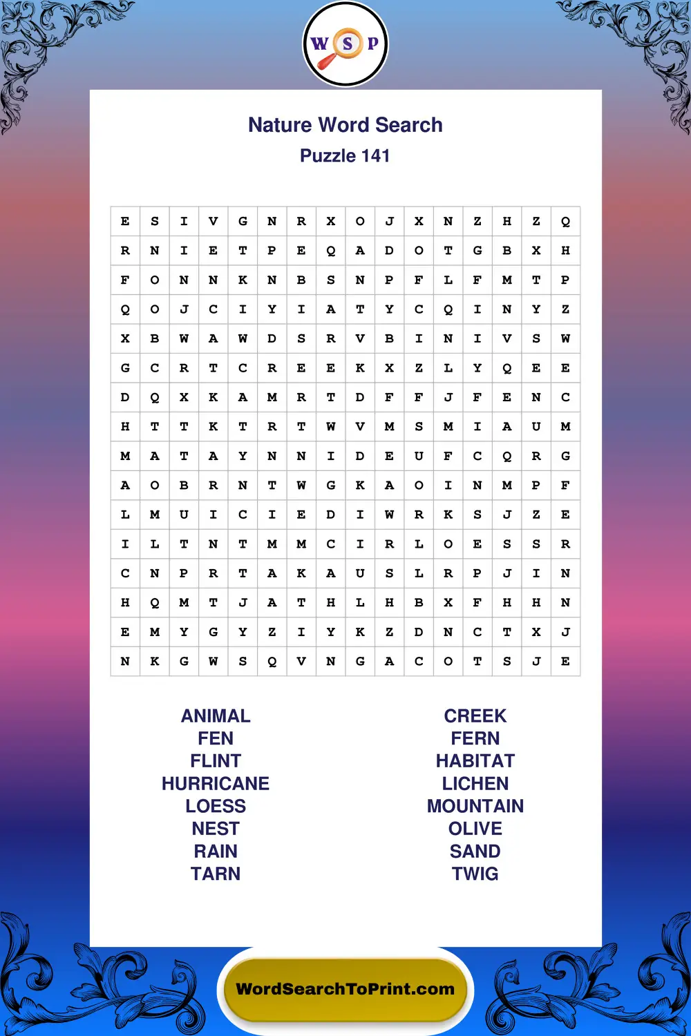 Nature Word Search Puzzle 141