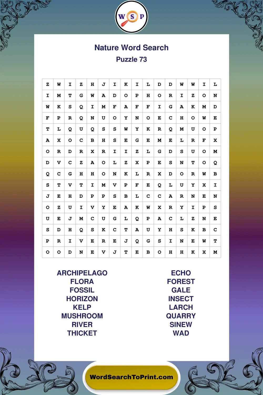 Nature Word Search Puzzle 73
