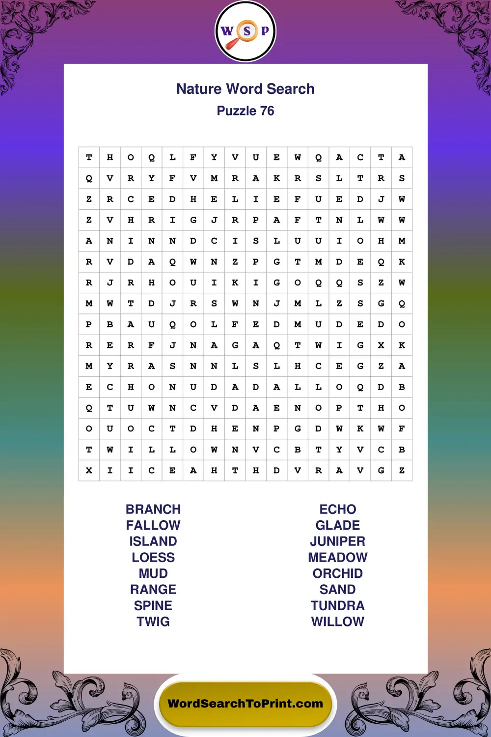 Nature Word Search Puzzle 76