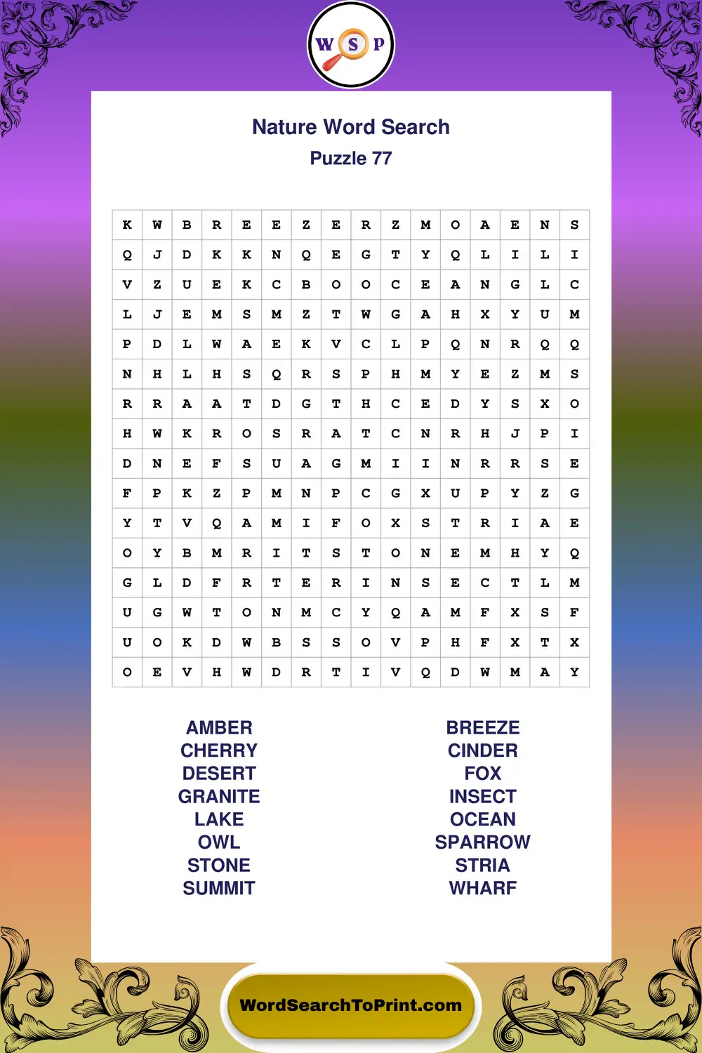 Nature Word Search Puzzle 77