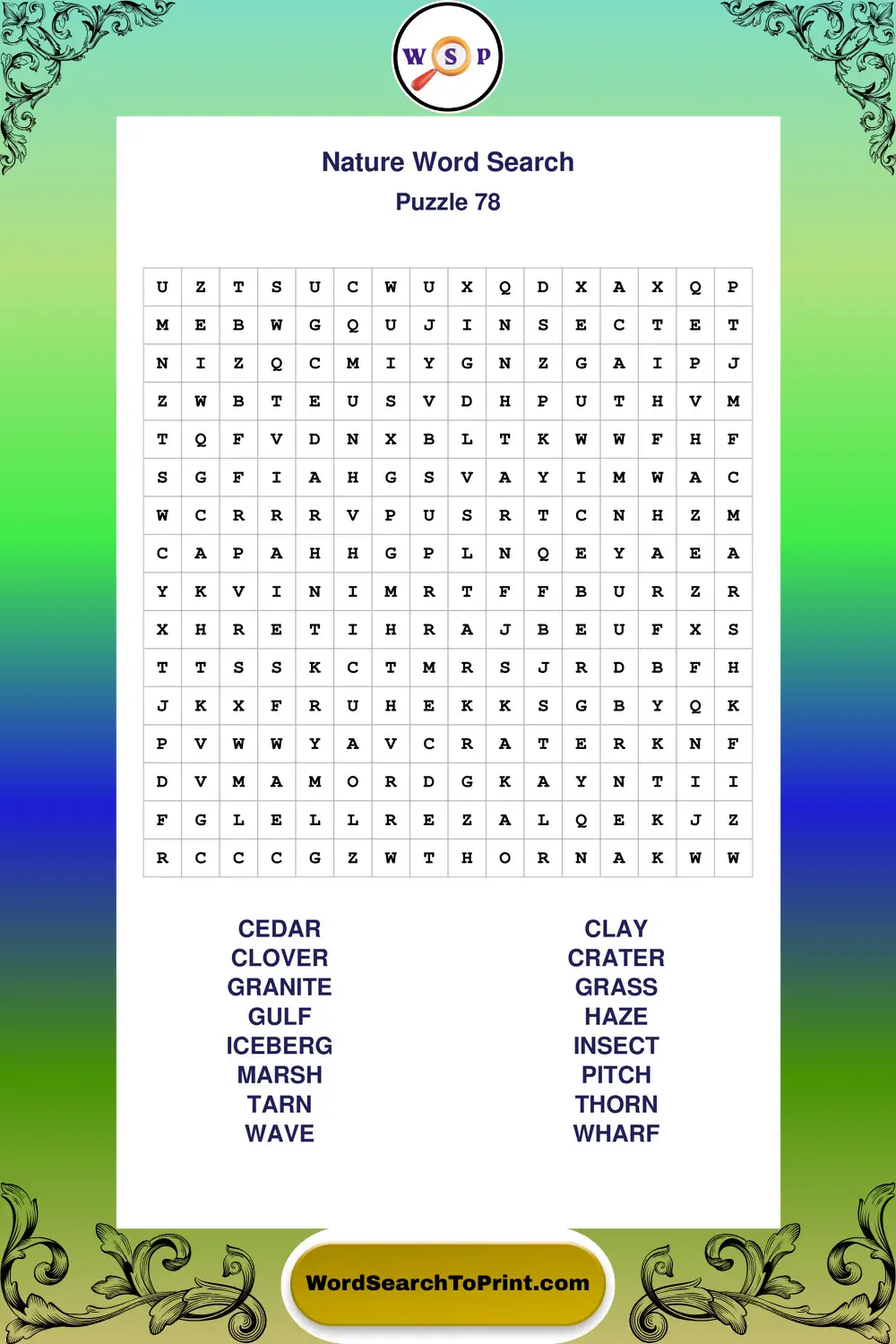 Nature Word Search Puzzle 78