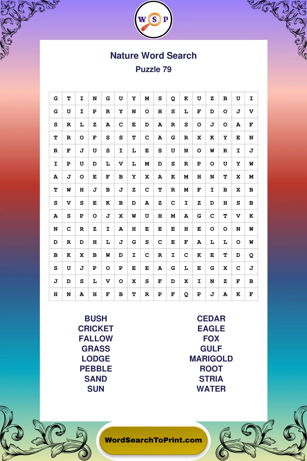 Nature Word Search Puzzle 79