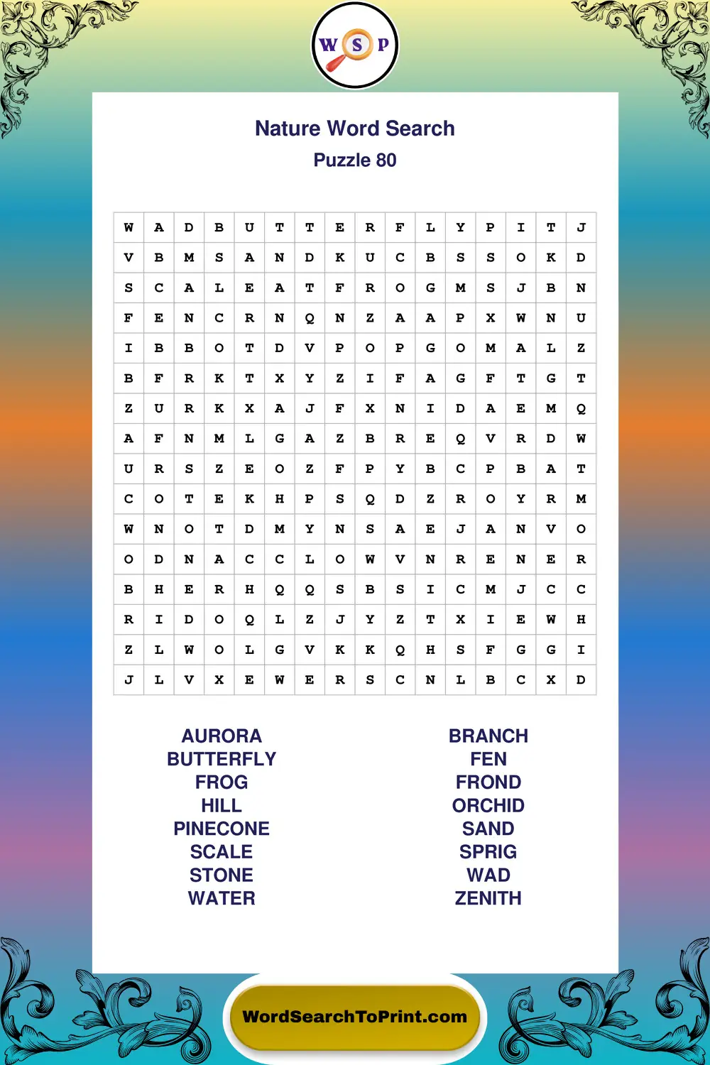 Nature Word Search Puzzle 80