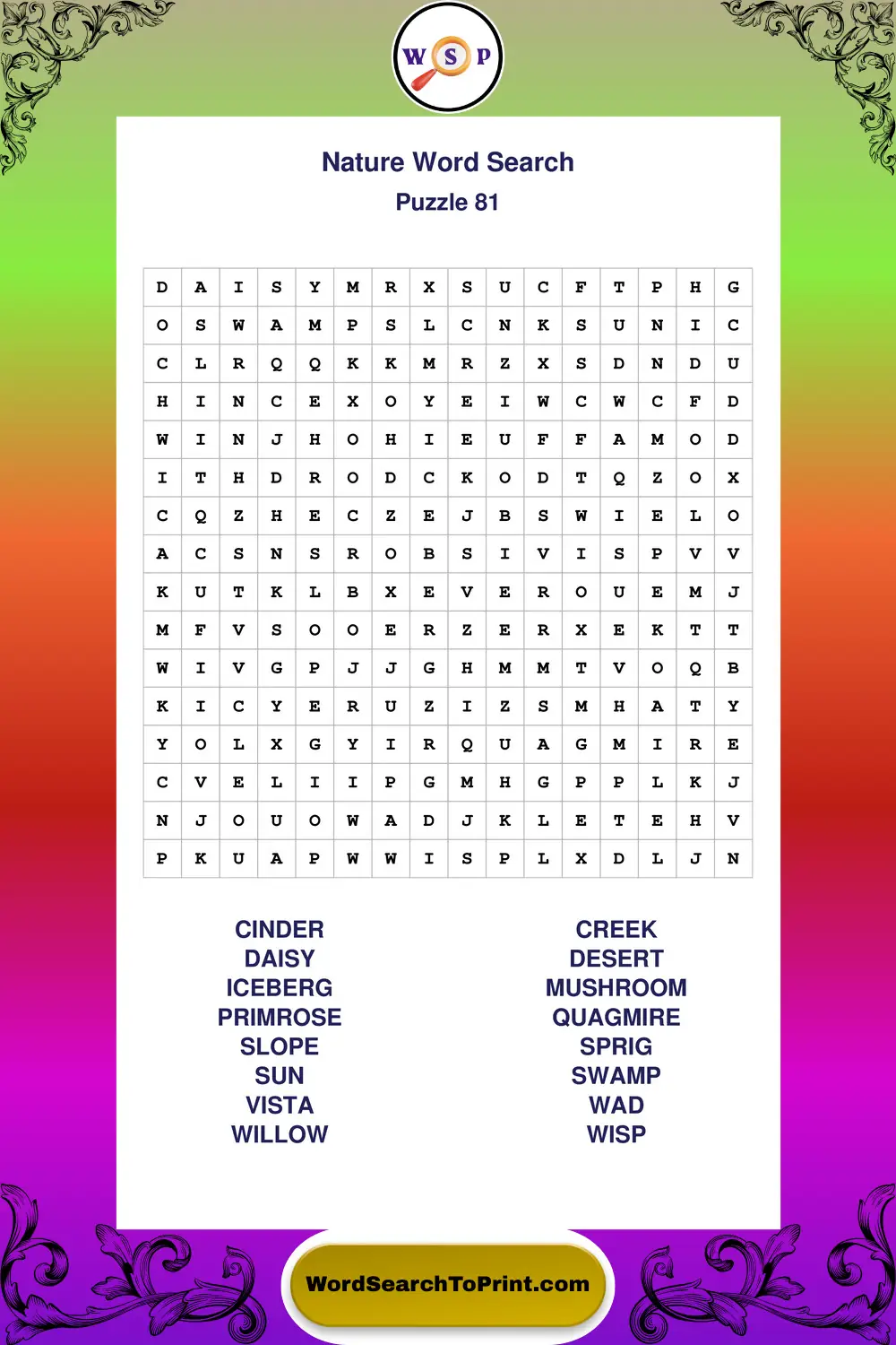 Nature Word Search Puzzle 81