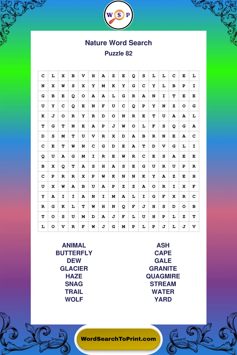 Nature Word Search Puzzle 82
