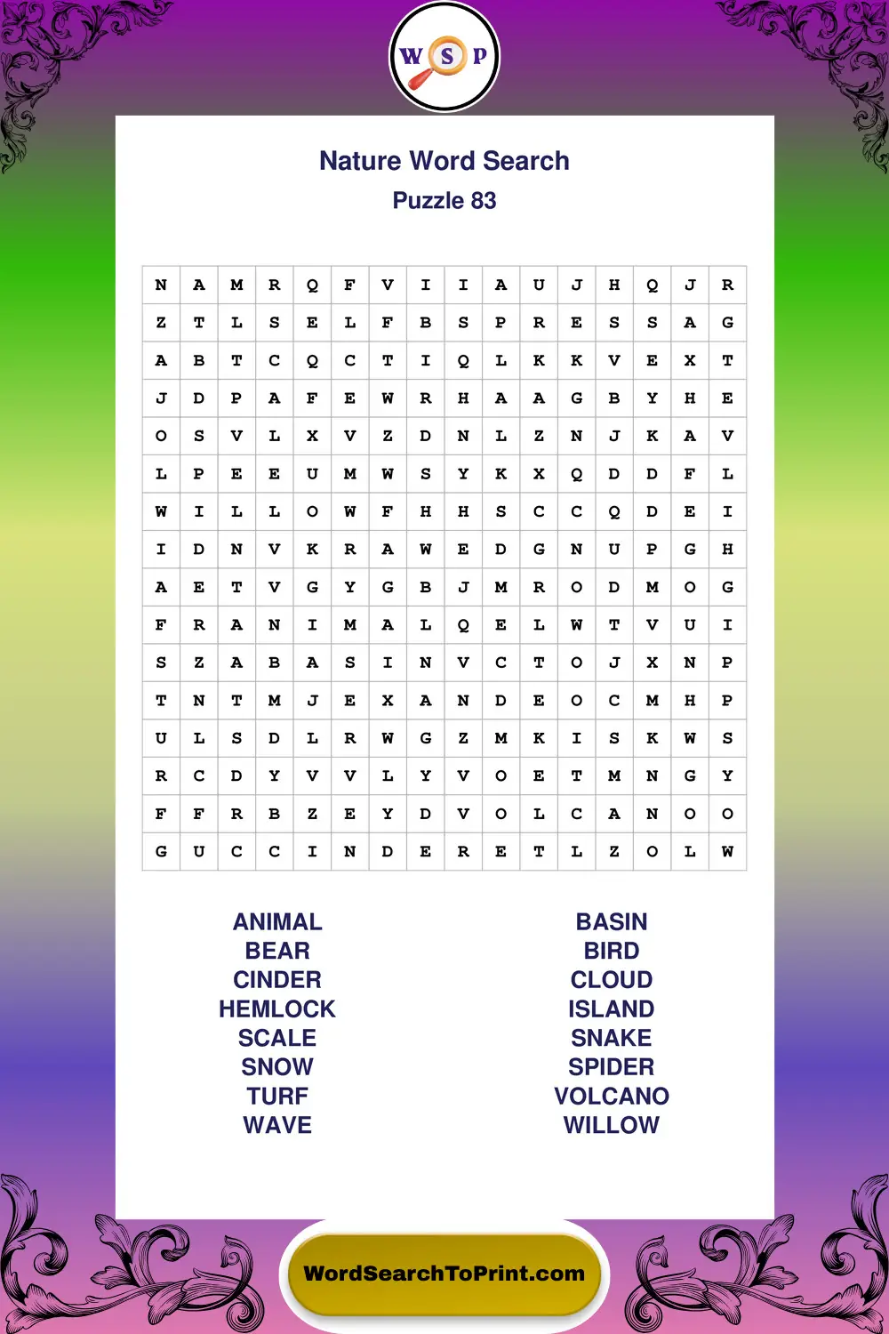Nature Word Search Puzzle 83