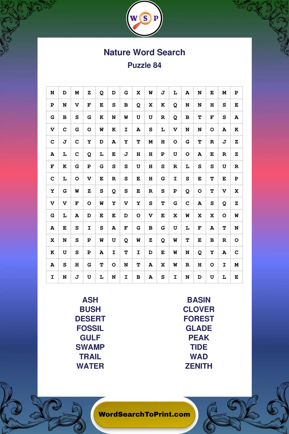 Nature Word Search Puzzle 84