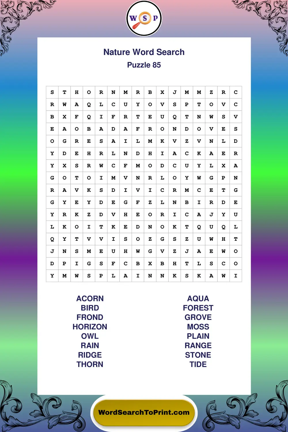 Nature Word Search Puzzle 85