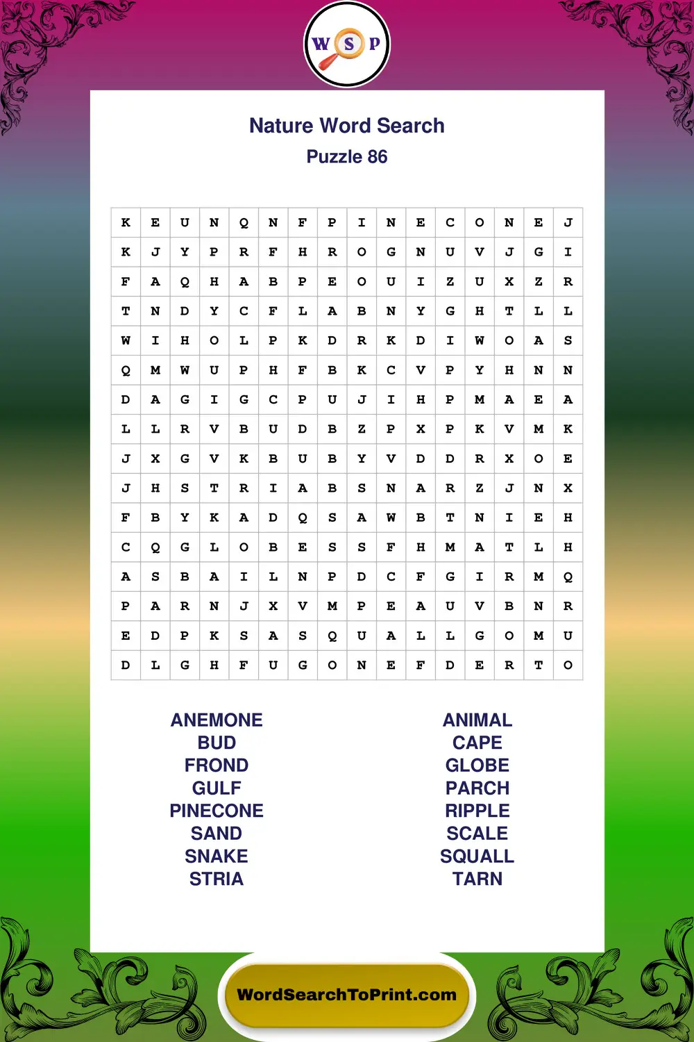 Nature Word Search Puzzle 86