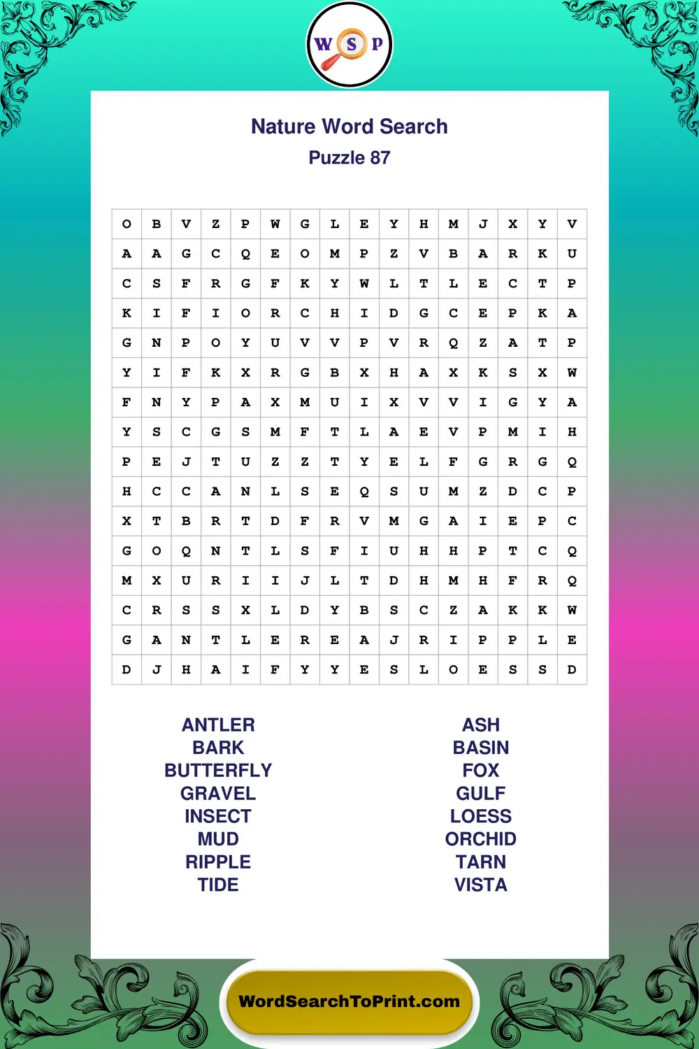 Nature Word Search Puzzle 87