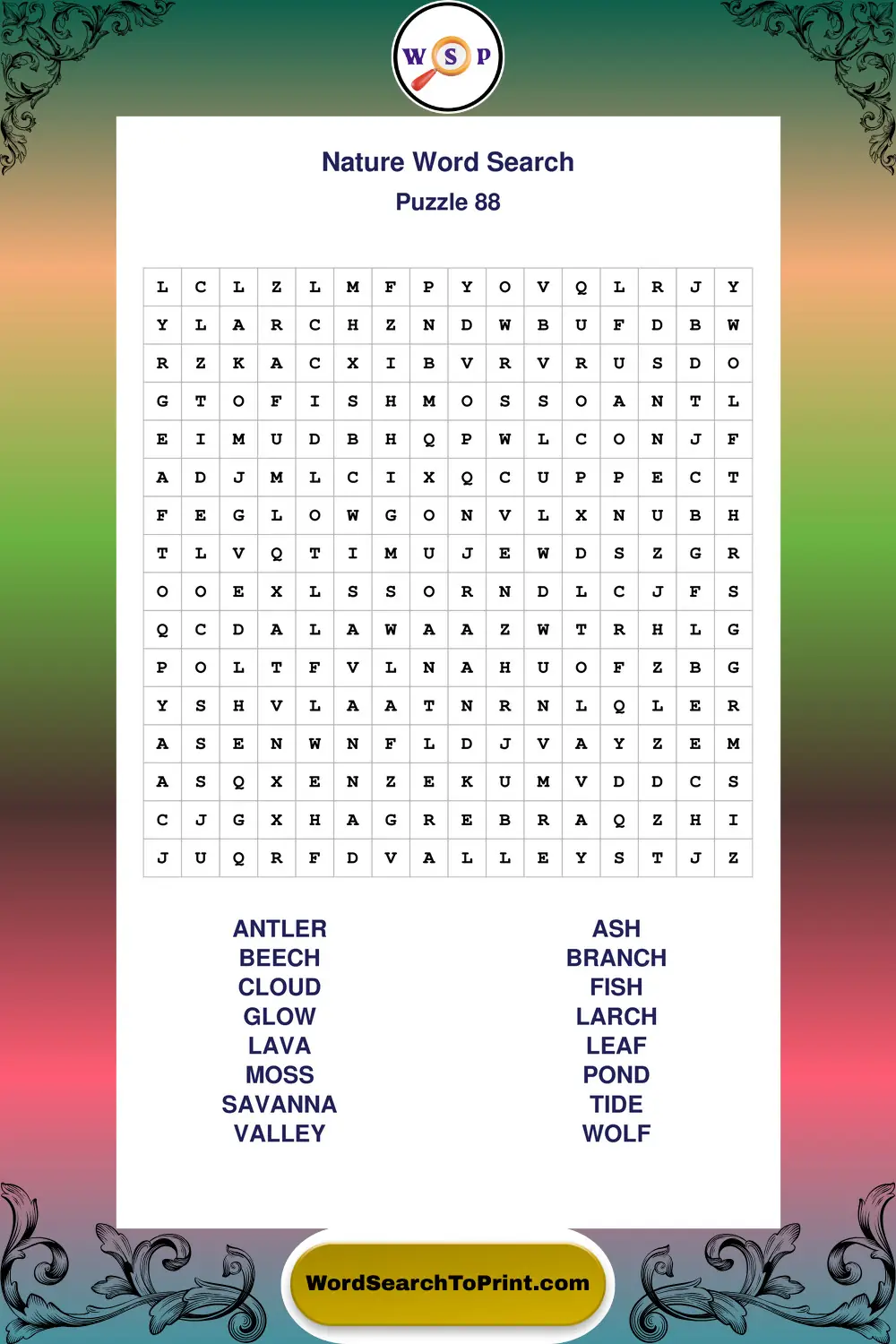 Nature Word Search Puzzle 88