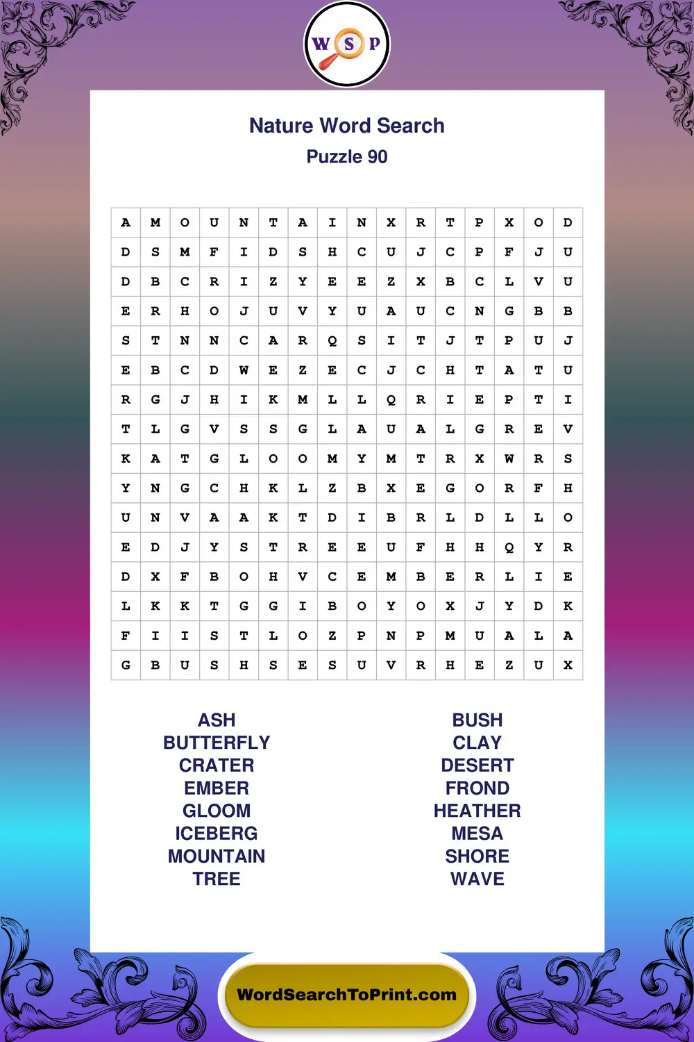Nature Word Search Puzzle 90