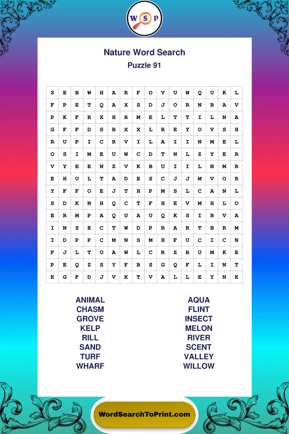 Nature Word Search Puzzle 91