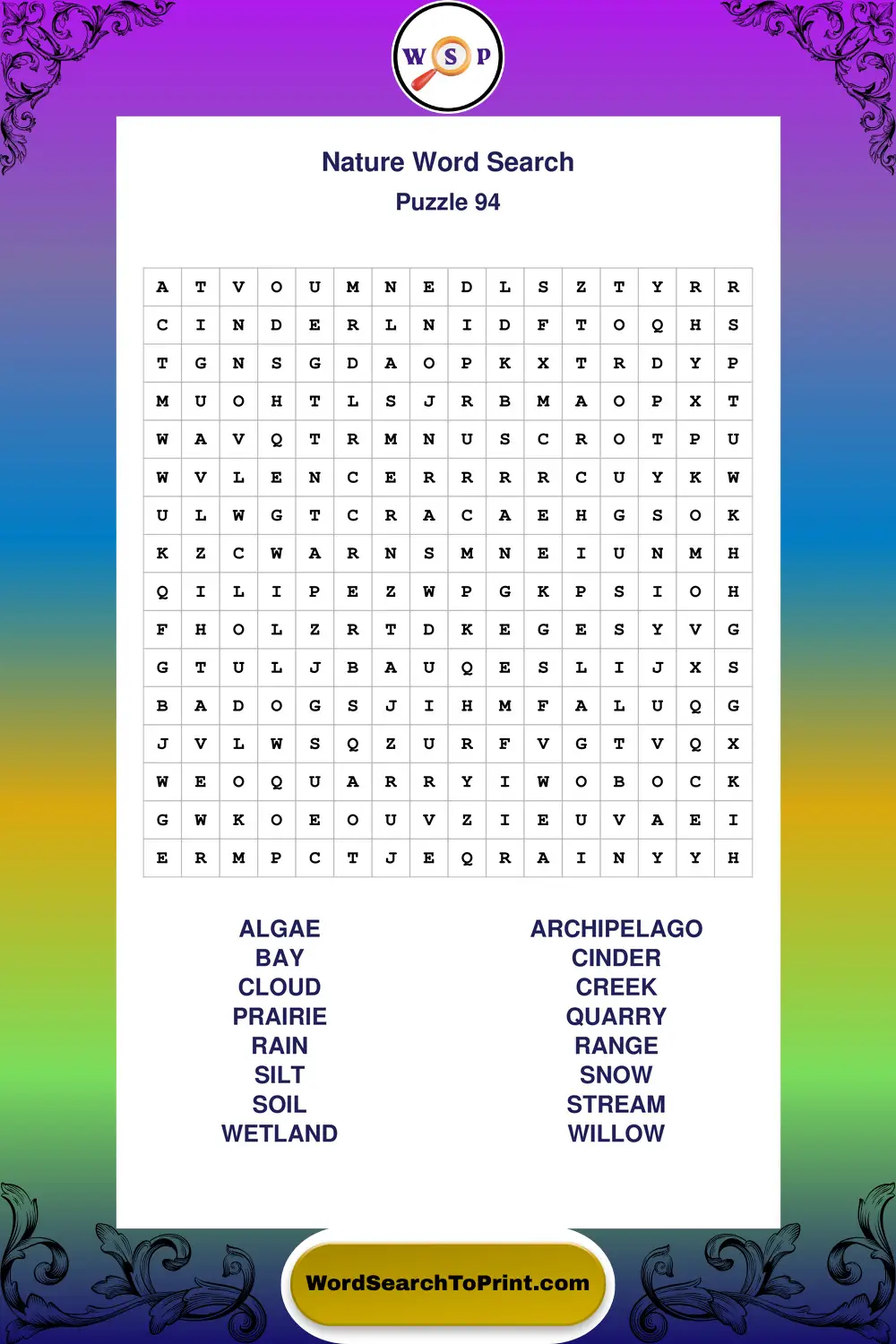 Nature Word Search Puzzle 94