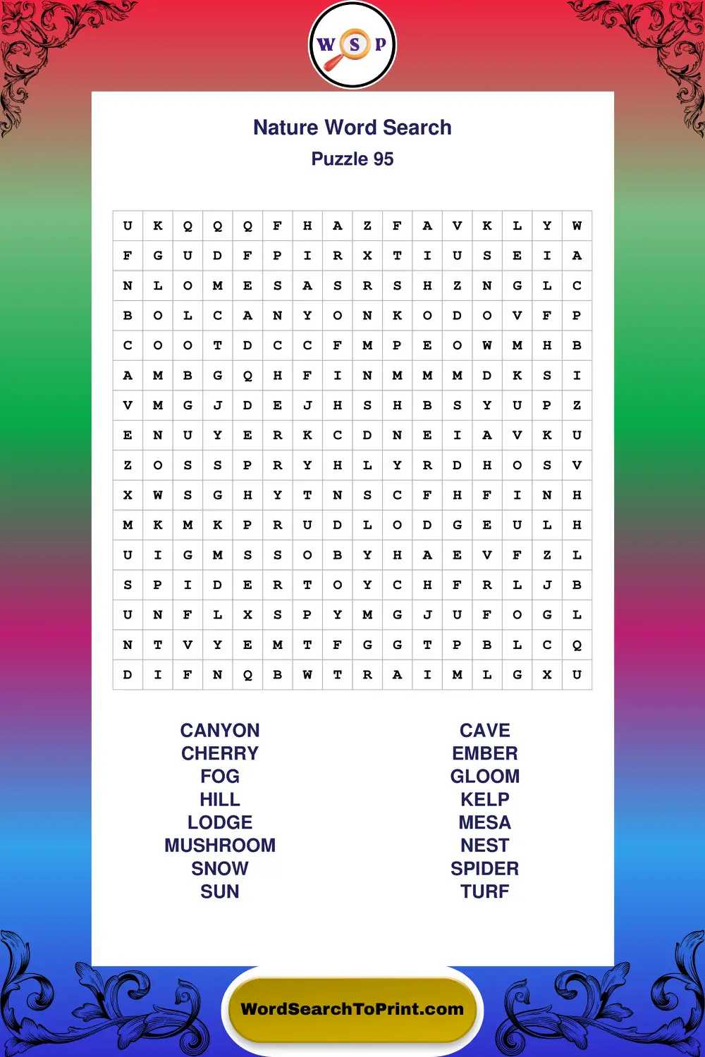Nature Word Search Puzzle 95