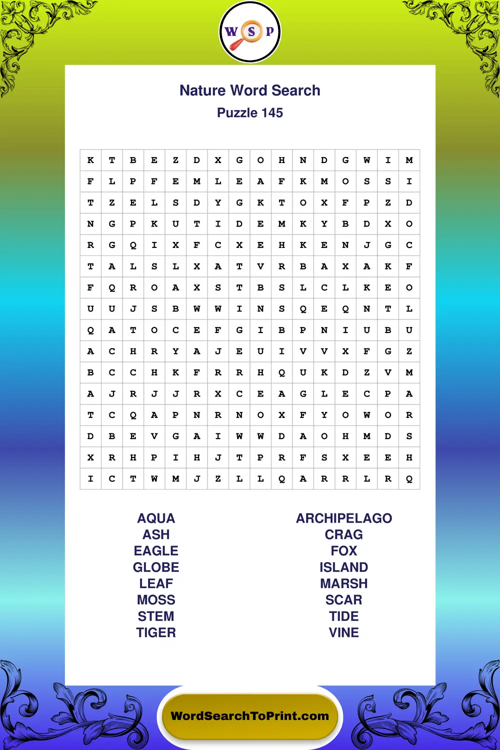 Nature Word Search Puzzle 145