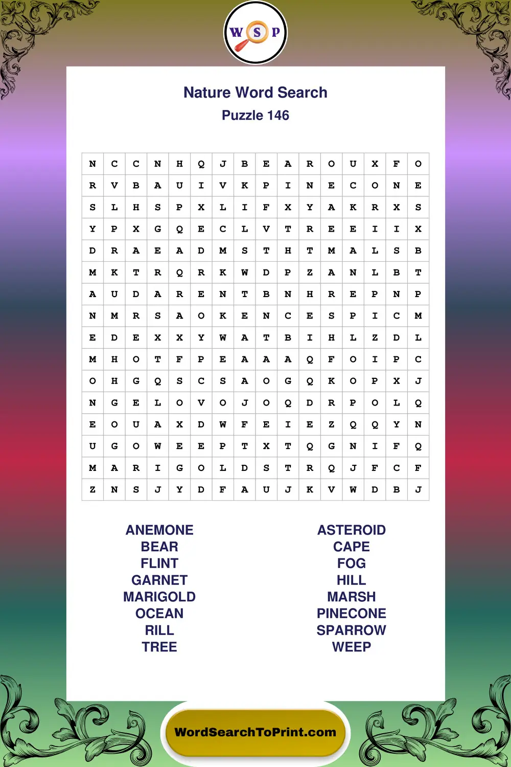 Nature Word Search Puzzle 146