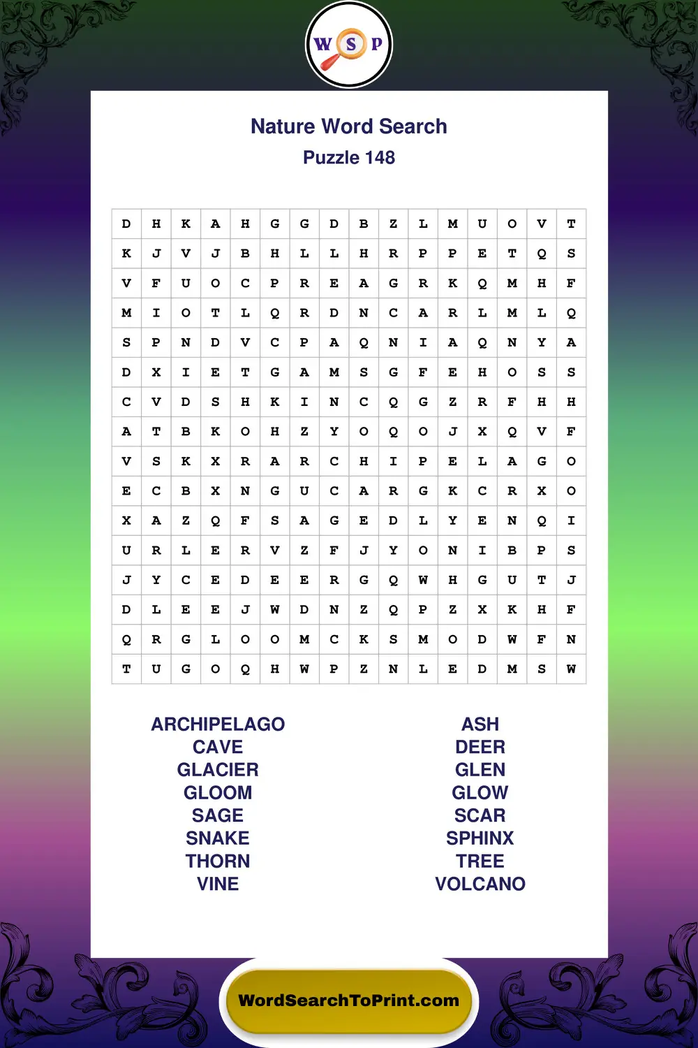 Nature Word Search Puzzle 148