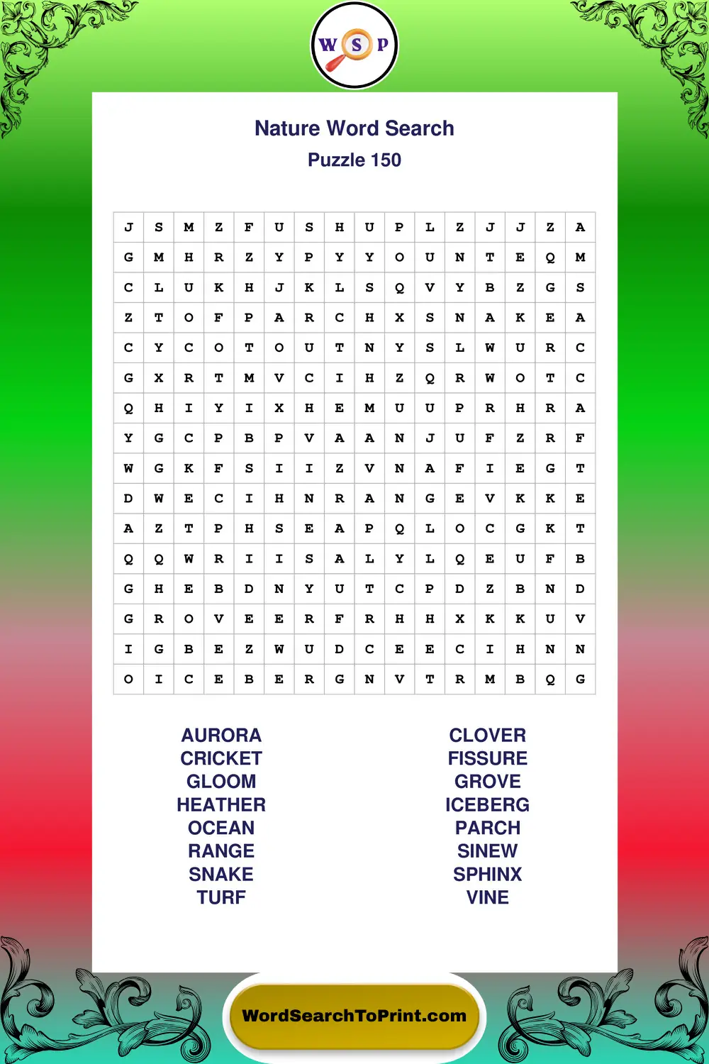 Nature Word Search Puzzle 150