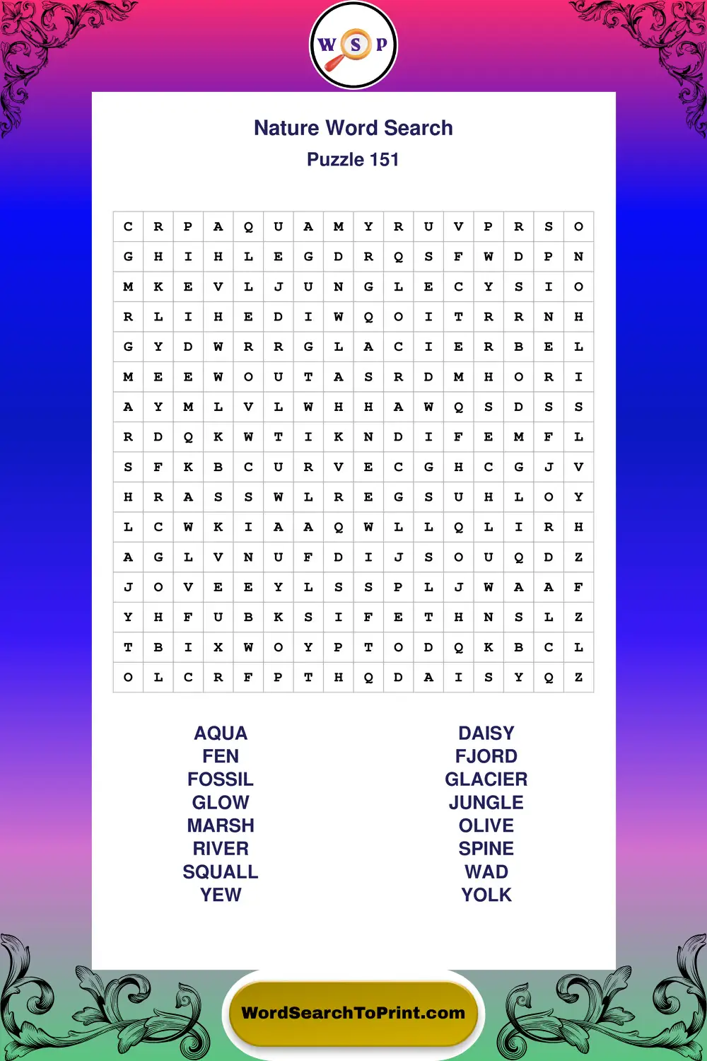 Nature Word Search Puzzle 151