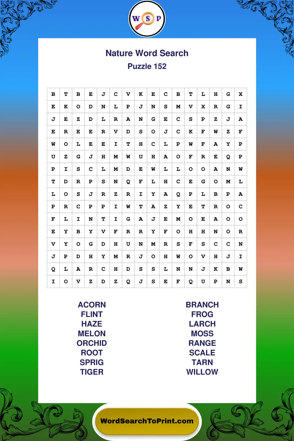Nature Word Search Puzzle 152