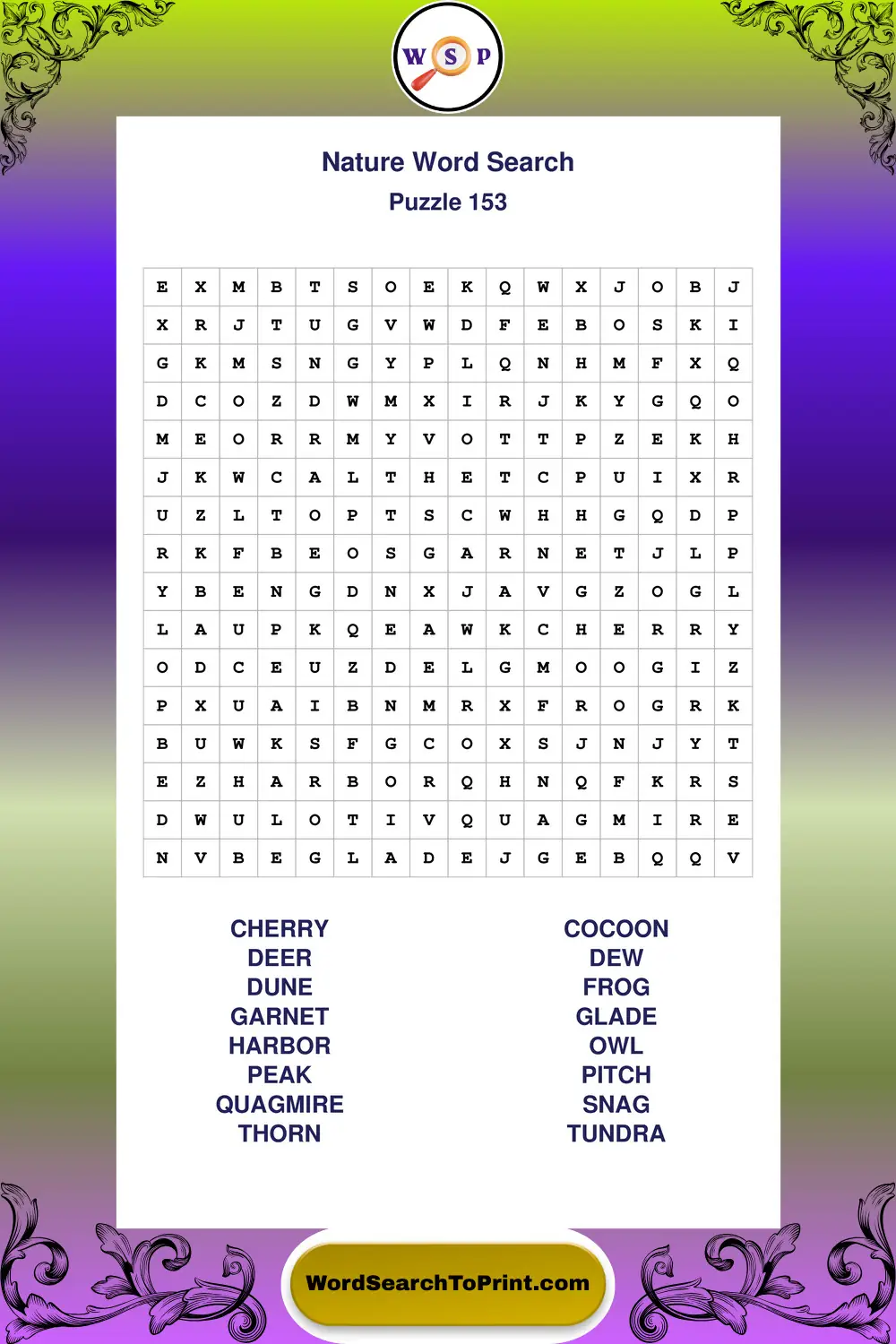 Nature Word Search Puzzle 153