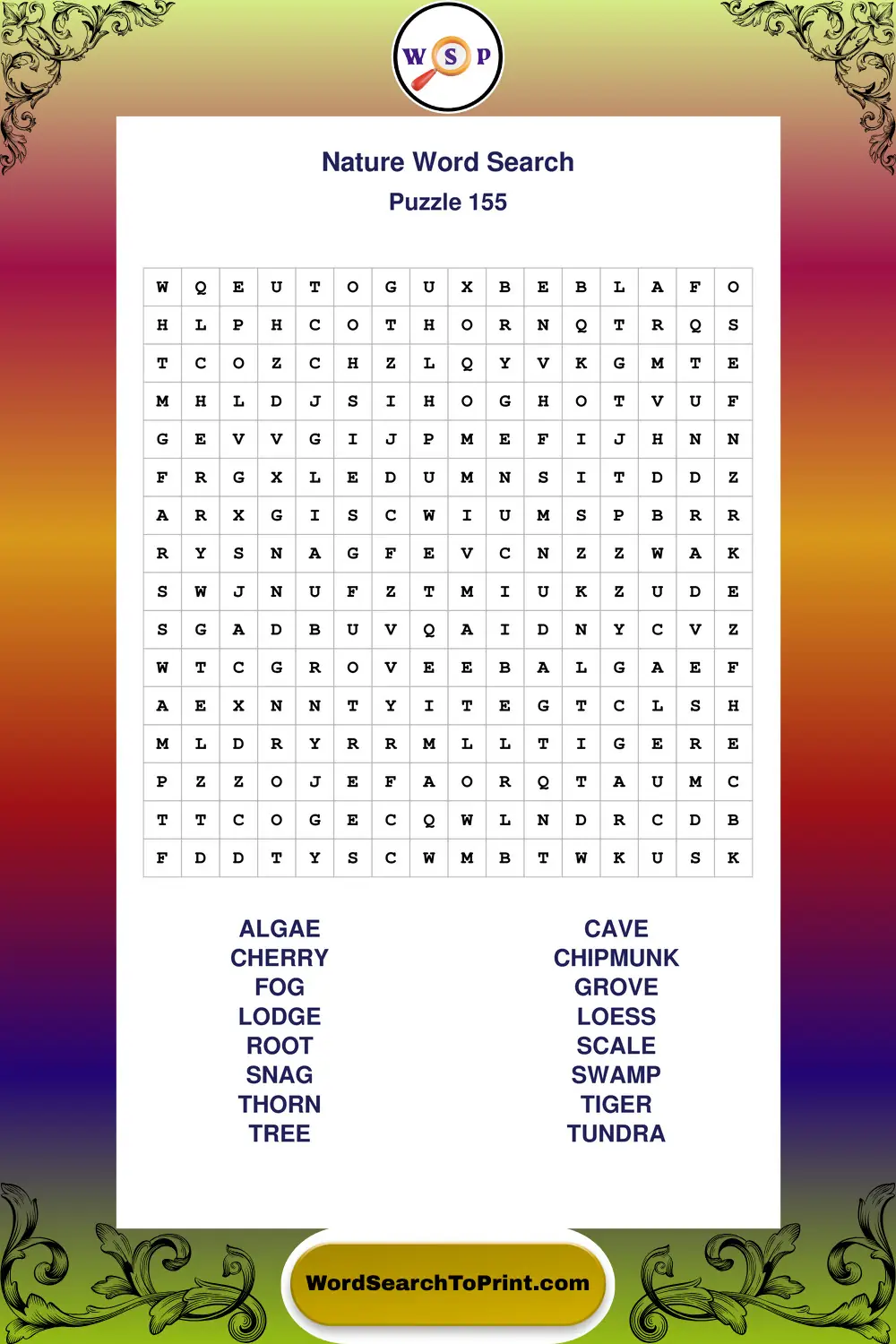 Nature Word Search Puzzle 155