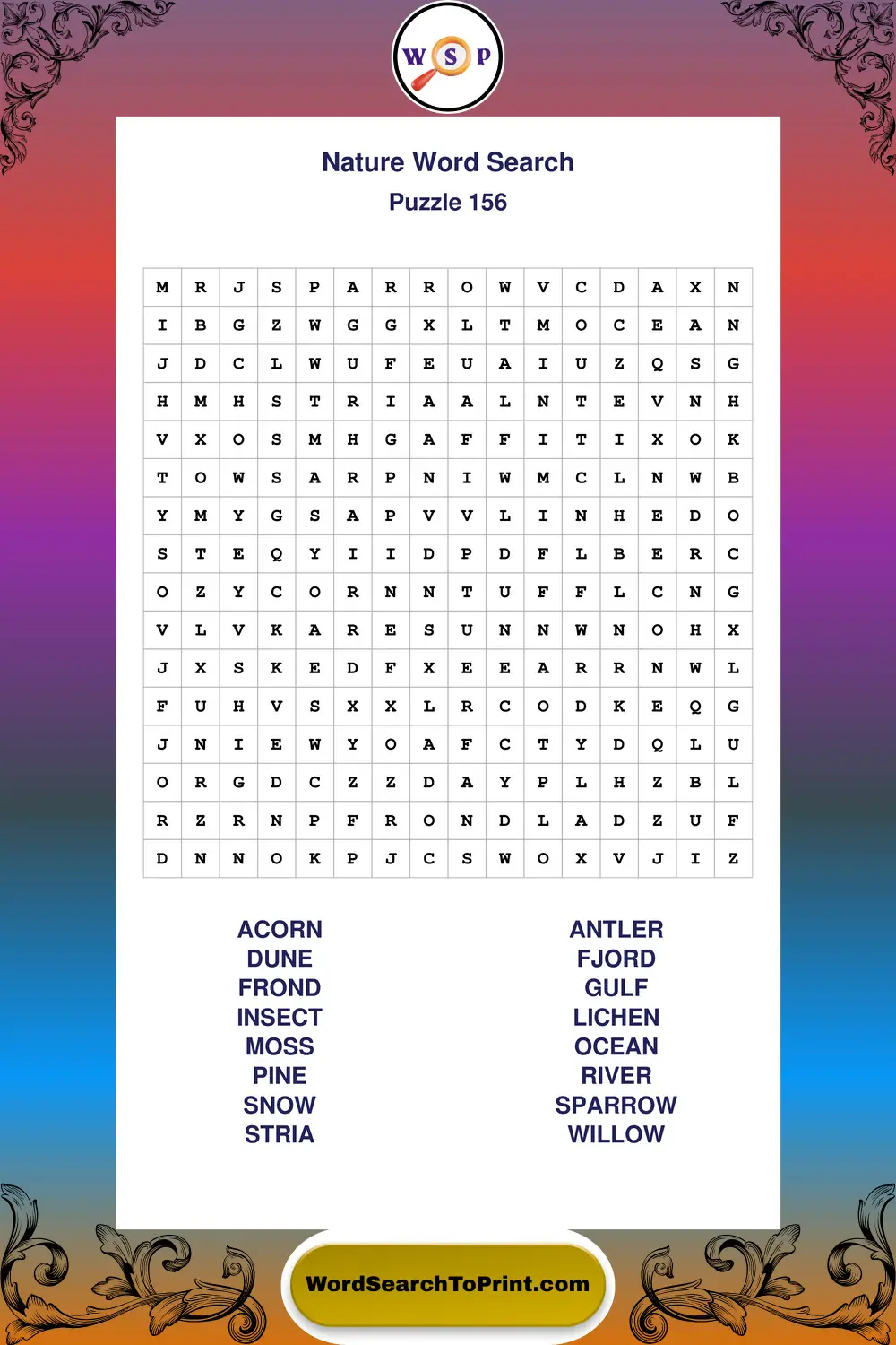 Nature Word Search Puzzle 156