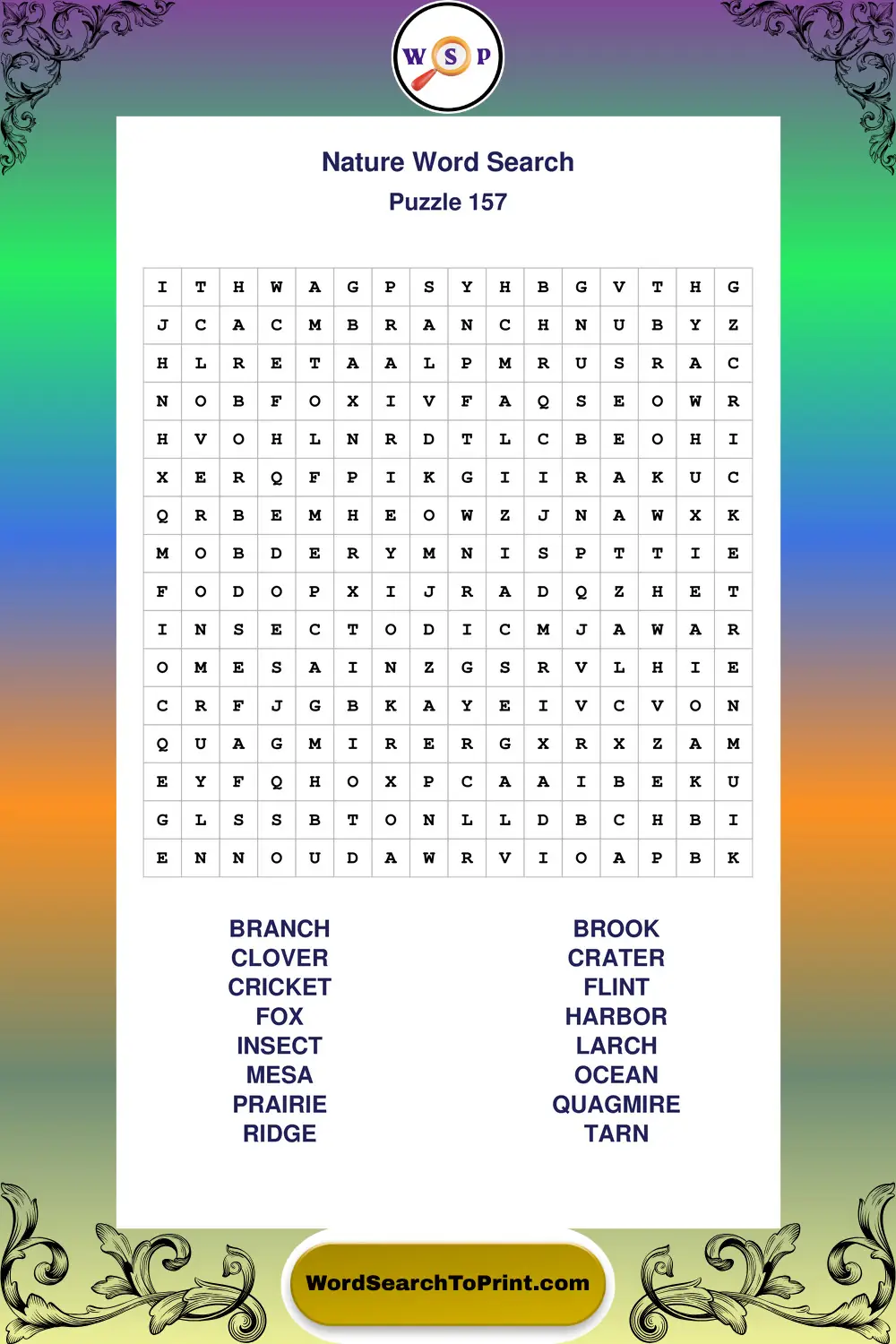 Nature Word Search Puzzle 157