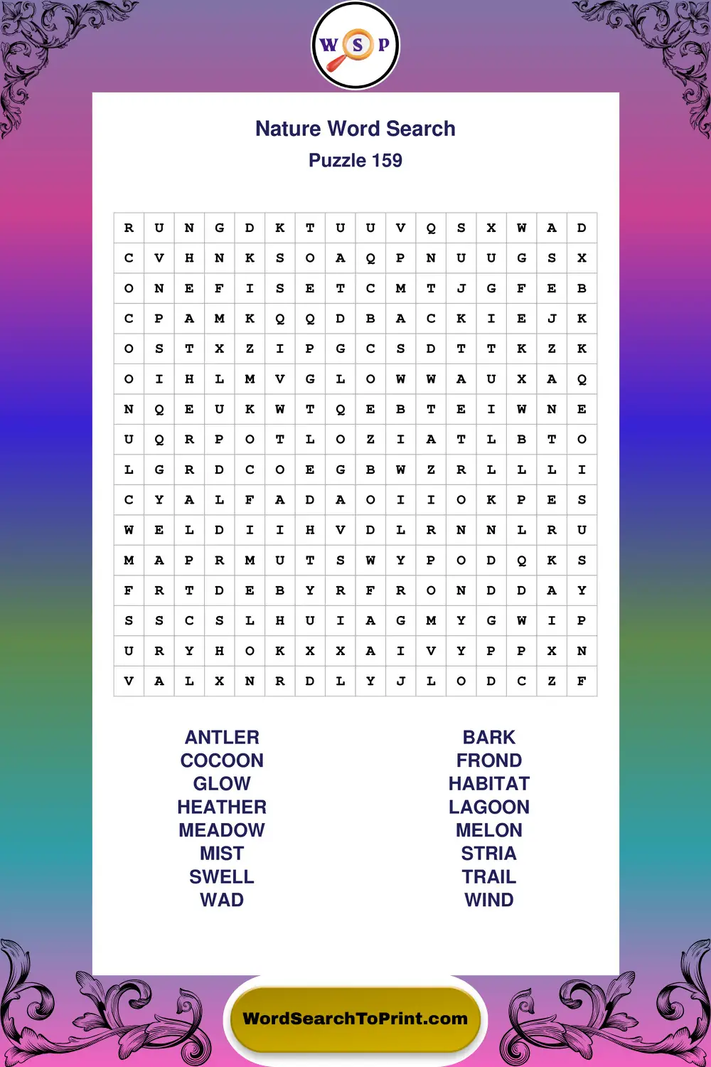 Nature Word Search Puzzle 159
