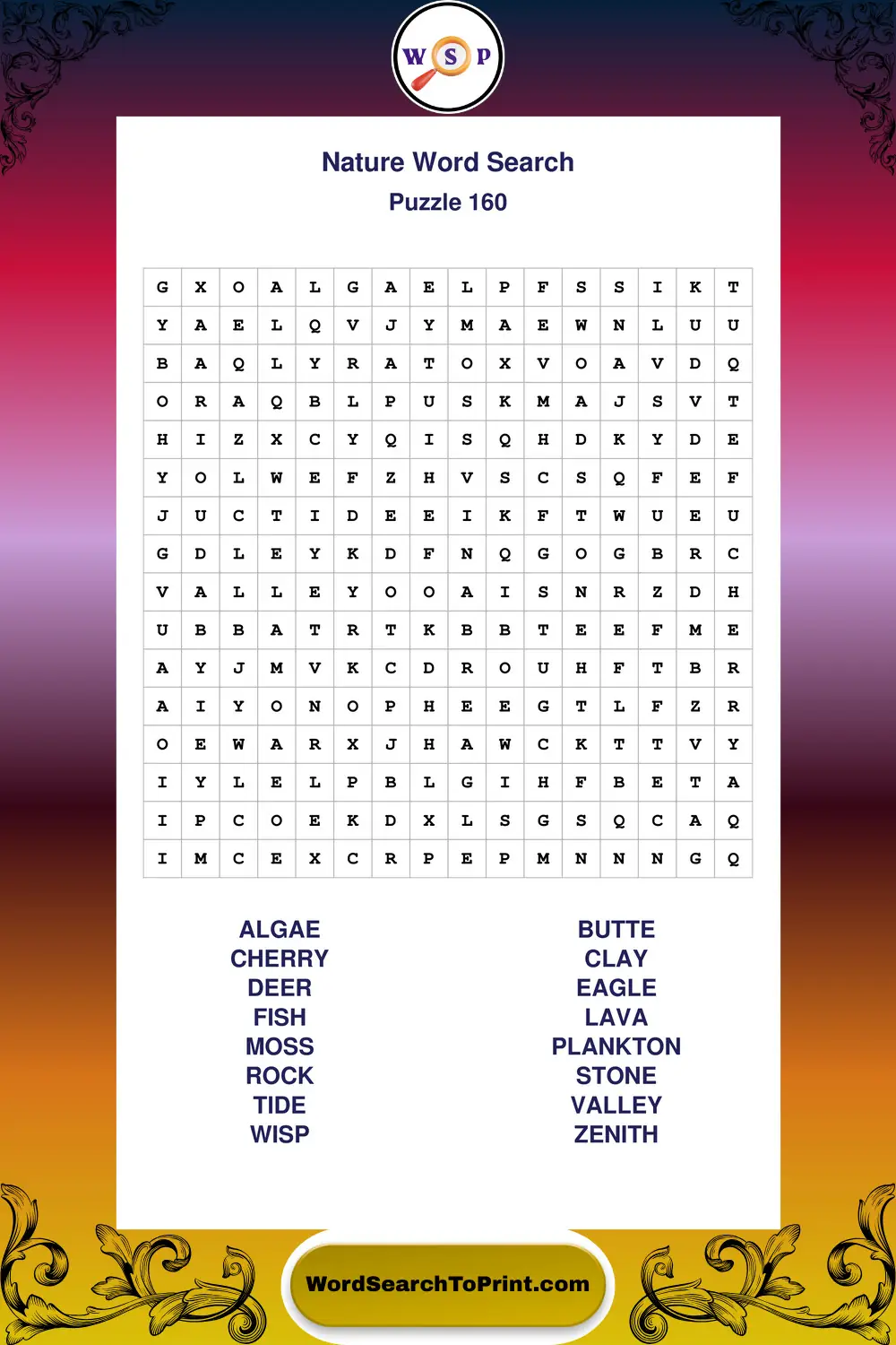 Nature Word Search Puzzle 160