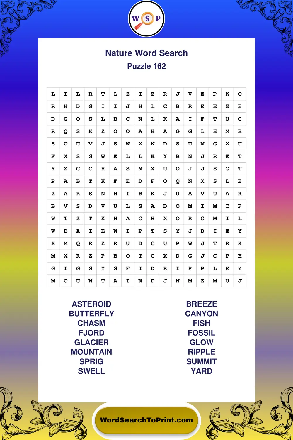Nature Word Search Puzzle 162