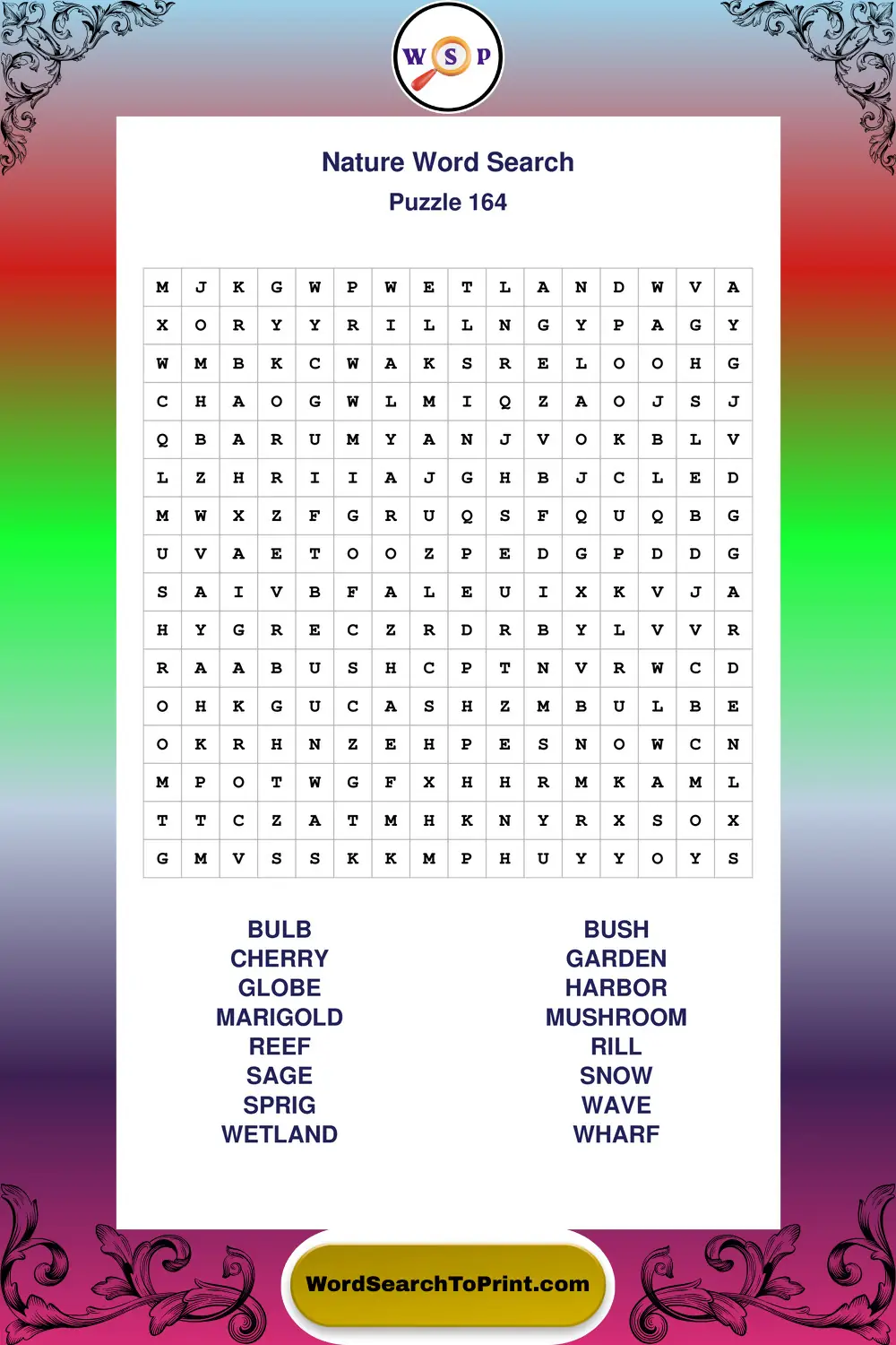 Nature Word Search Puzzle 164