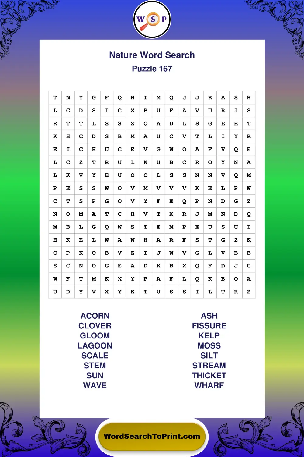 Nature Word Search Puzzle 167