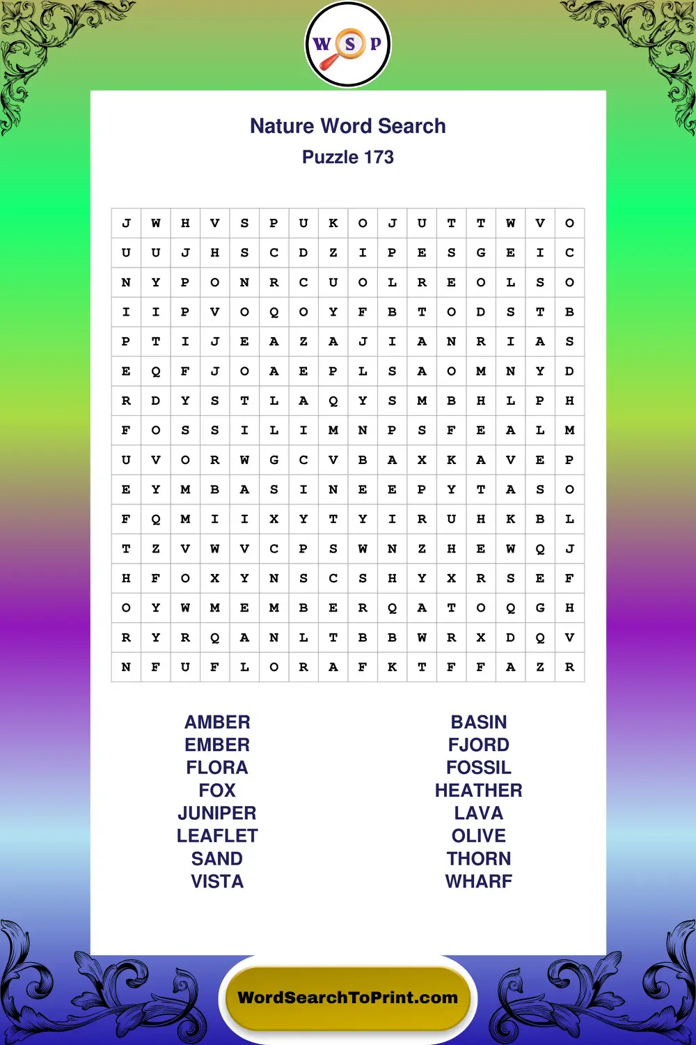 Nature Word Search Puzzle 173