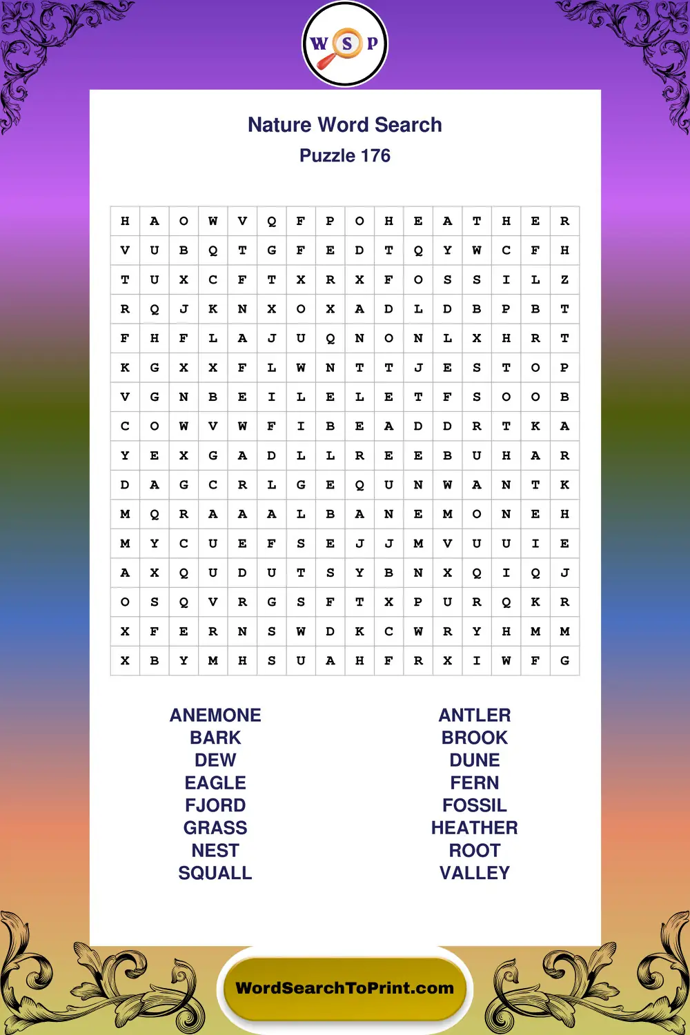 Nature Word Search Puzzle 176