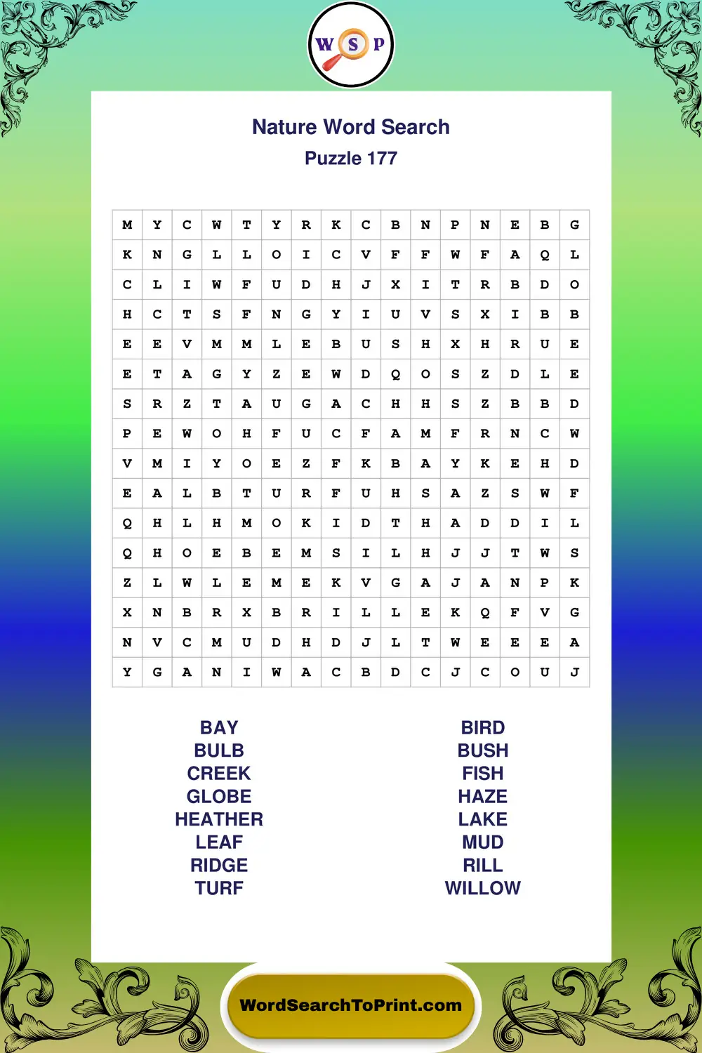 Nature Word Search Puzzle 177