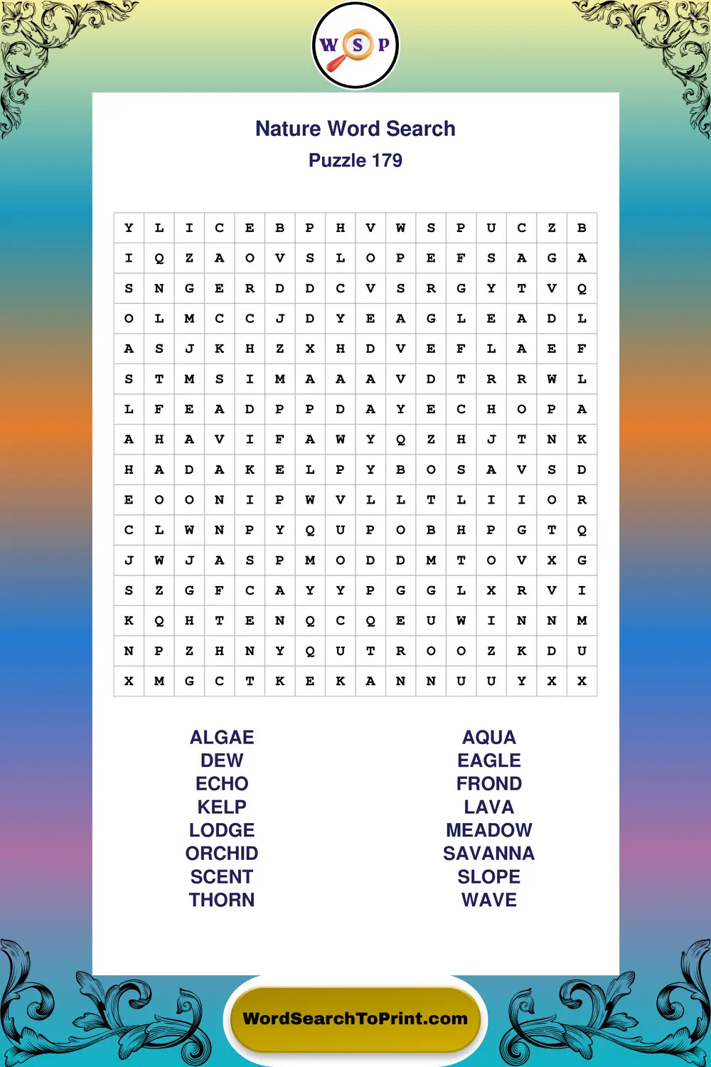Nature Word Search Puzzle 179