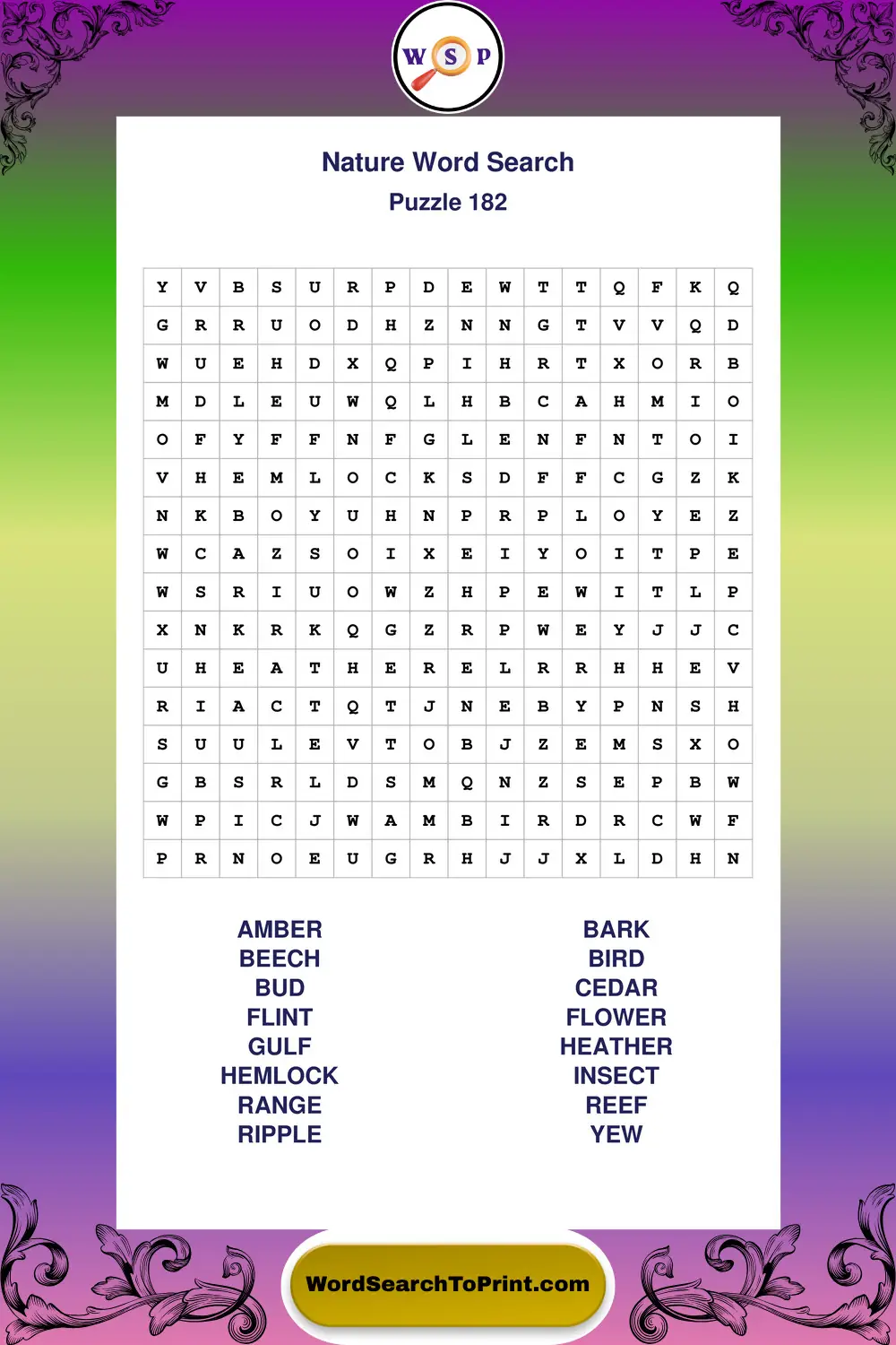 Nature Word Search Puzzle 182