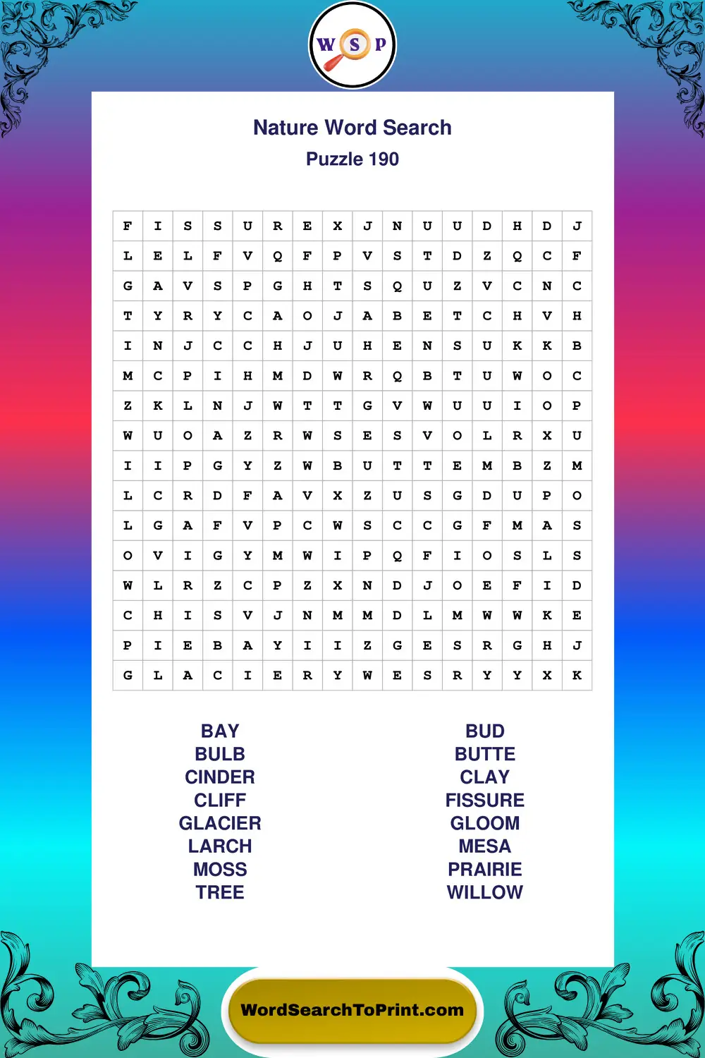Nature Word Search Puzzle 190