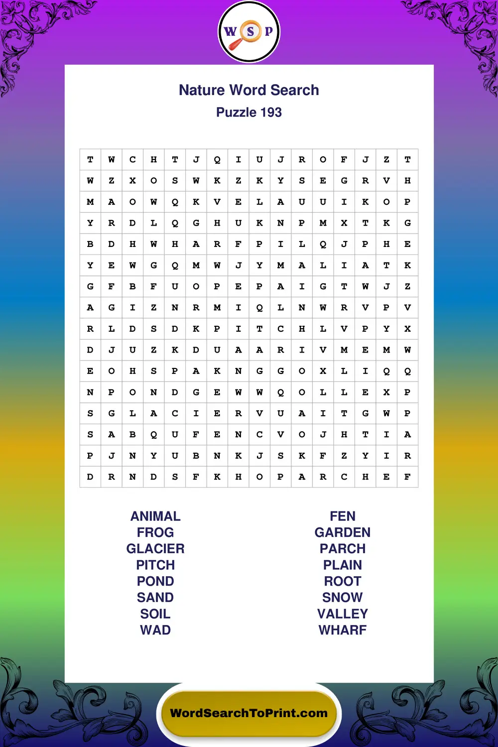 Nature Word Search Puzzle 193