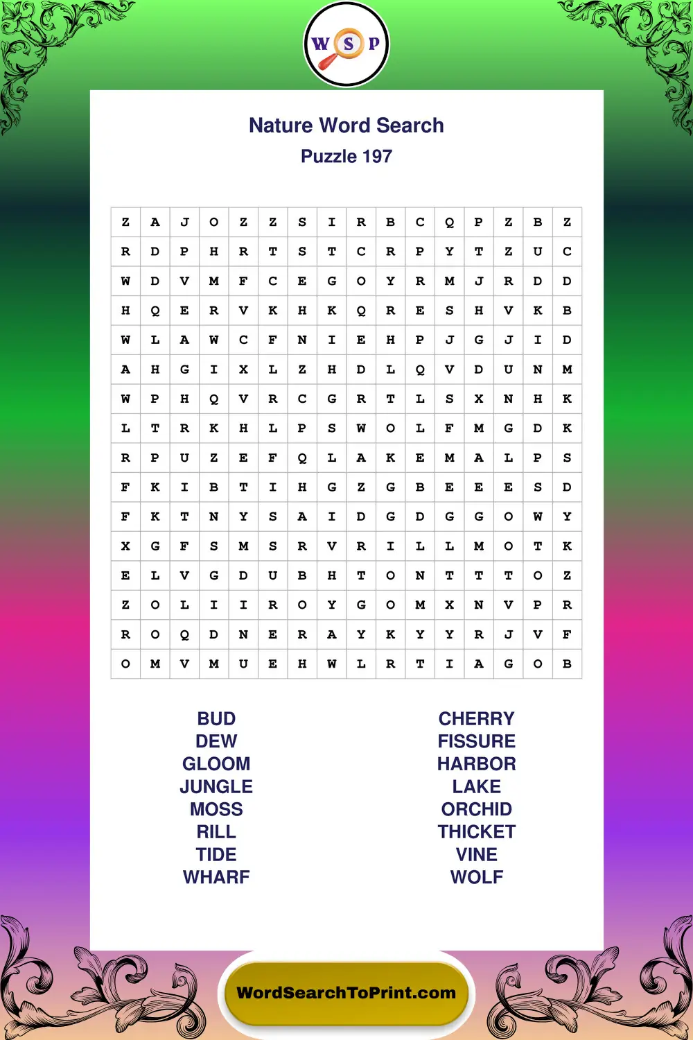 Nature Word Search Puzzle 197