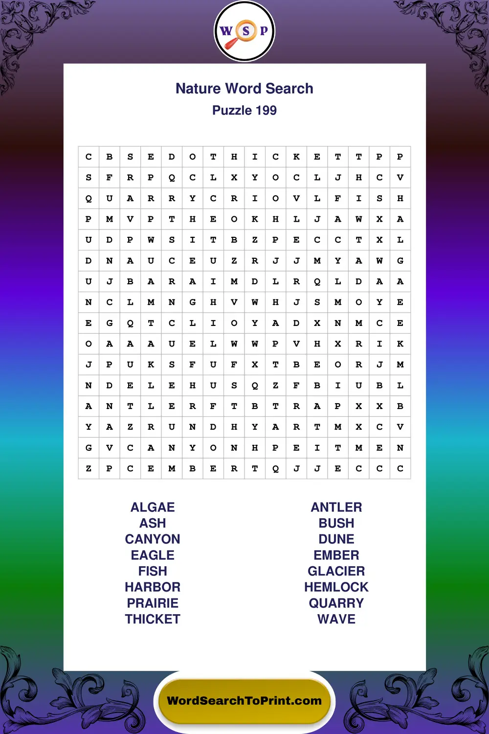 Nature Word Search Puzzle 199