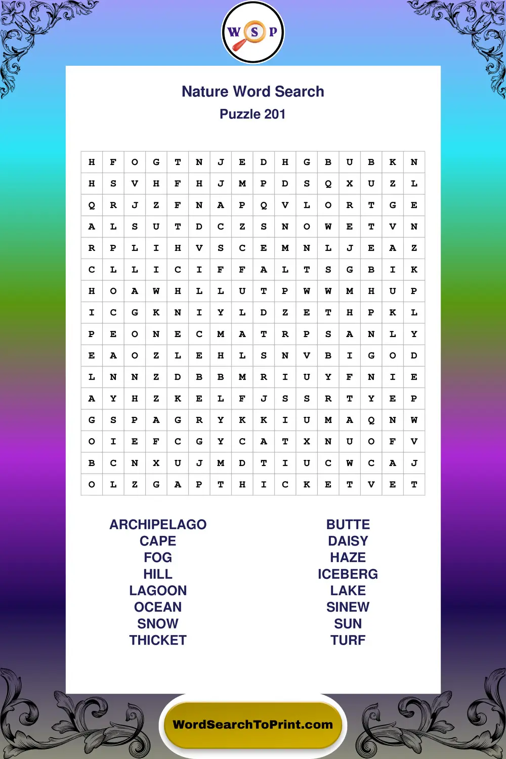 Nature Word Search Puzzle 201
